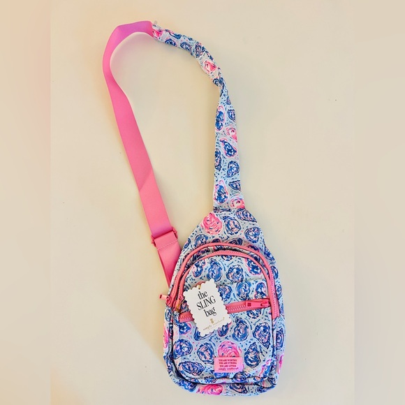🌸 Simply Southern Floral Sling Bag | Pink & Blue Crossbody | Affirmation Patch 🌸 - Picture 2 of 8